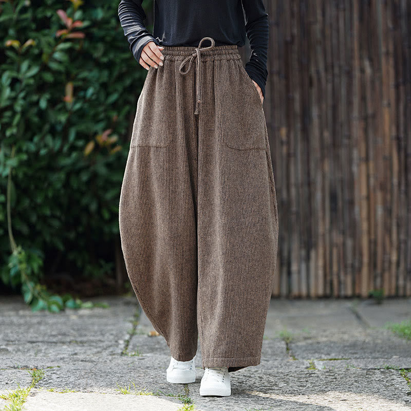Buddha Stones Winter Herren-Baumwollhose mit hohem Bund, hohem Bund und Kordelzug, einfarbig, mit Taschen - BurlyWood - US/ UK/AU46, EU56 (5XL) - image 0