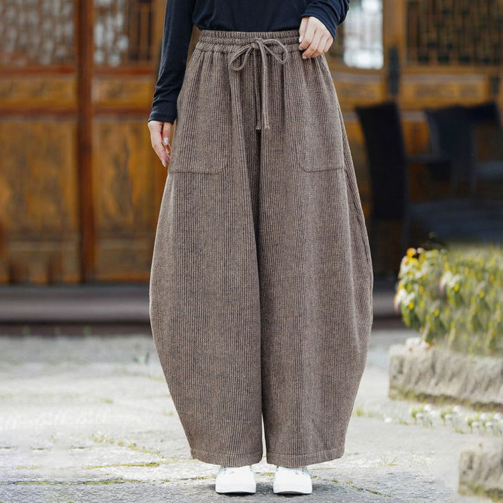 Buddha Stones Winter Herren-Baumwollhose mit hohem Bund, hohem Bund und Kordelzug, einfarbig, mit Taschen - image 9