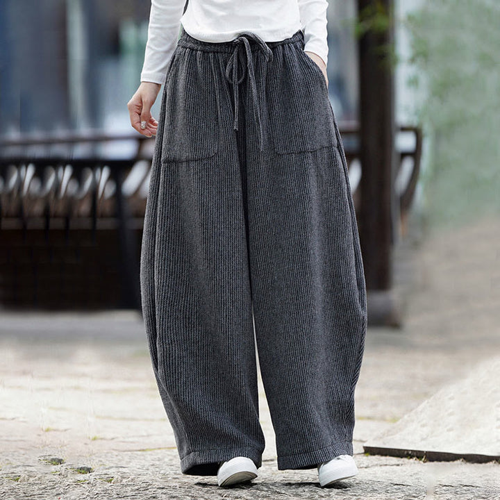 Buddha Stones Winter Herren-Baumwollhose mit hohem Bund, hohem Bund und Kordelzug, einfarbig, mit Taschen - image 11