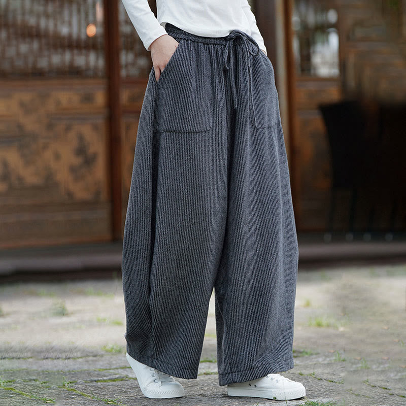 Buddha Stones Winter Herren-Baumwollhose mit hohem Bund, hohem Bund und Kordelzug, einfarbig, mit Taschen - image 20