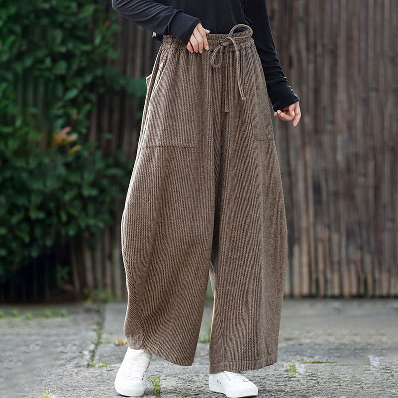 Buddha Stones Winter Herren-Baumwollhose mit hohem Bund, hohem Bund und Kordelzug, einfarbig, mit Taschen - image 4