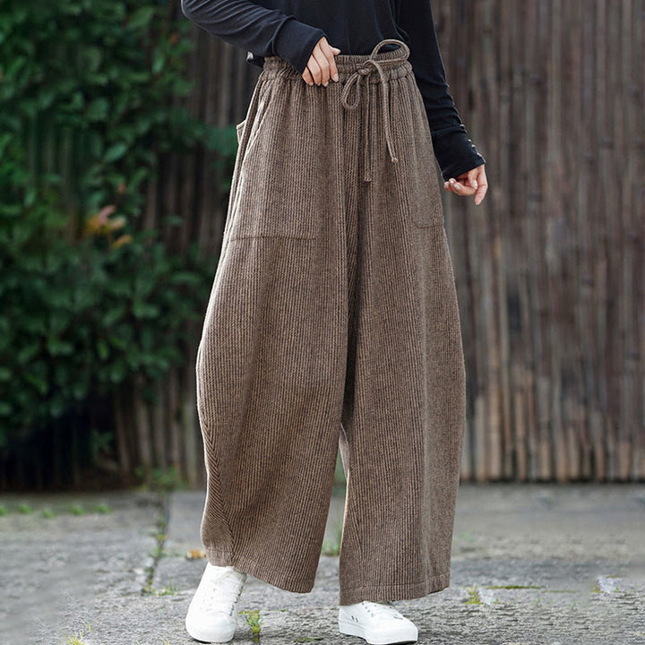 Buddha Stones Winter Herren-Baumwollhose mit hohem Bund, hohem Bund und Kordelzug, einfarbig, mit Taschen - image 4