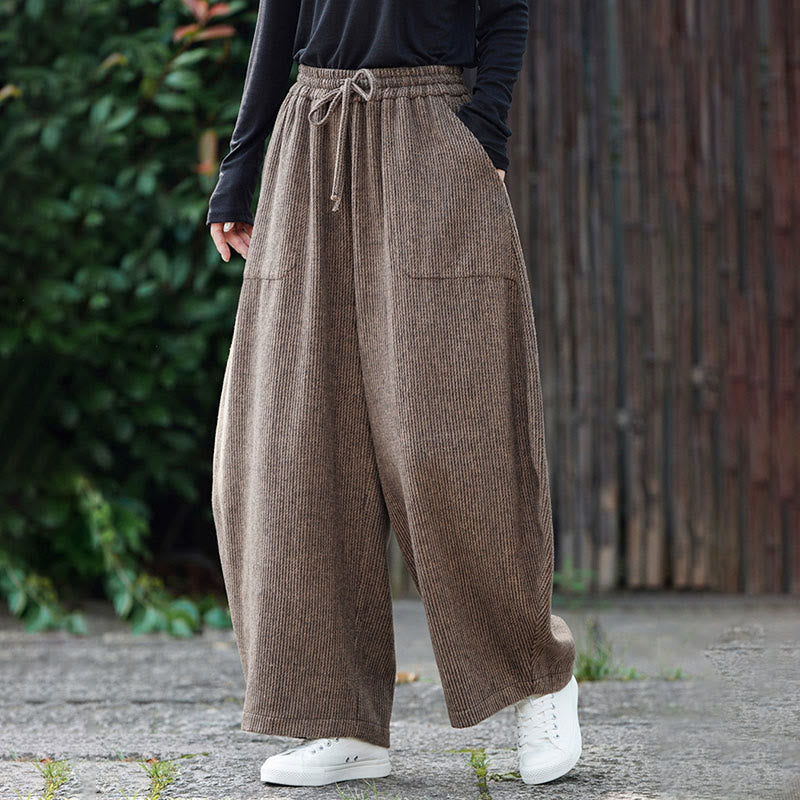 Buddha Stones Winter Herren-Baumwollhose mit hohem Bund, hohem Bund und Kordelzug, einfarbig, mit Taschen - image 3