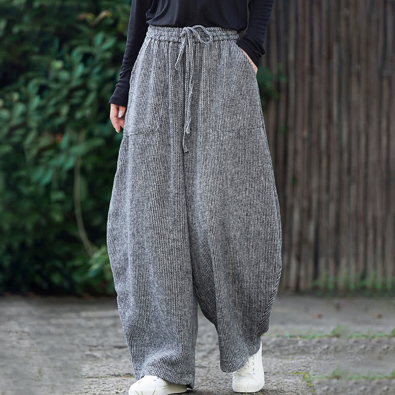 Buddha Stones Winter Herren-Baumwollhose mit hohem Bund, hohem Bund und Kordelzug, einfarbig, mit Taschen - image 32