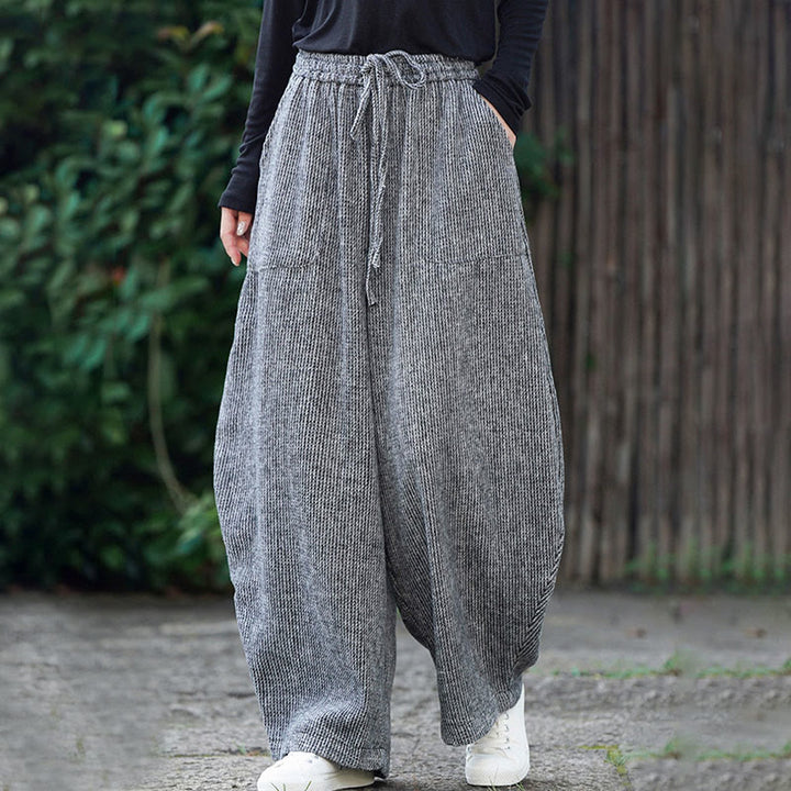 Buddha Stones Winter Herren-Baumwollhose mit hohem Bund, hohem Bund und Kordelzug, einfarbig, mit Taschen - image 32