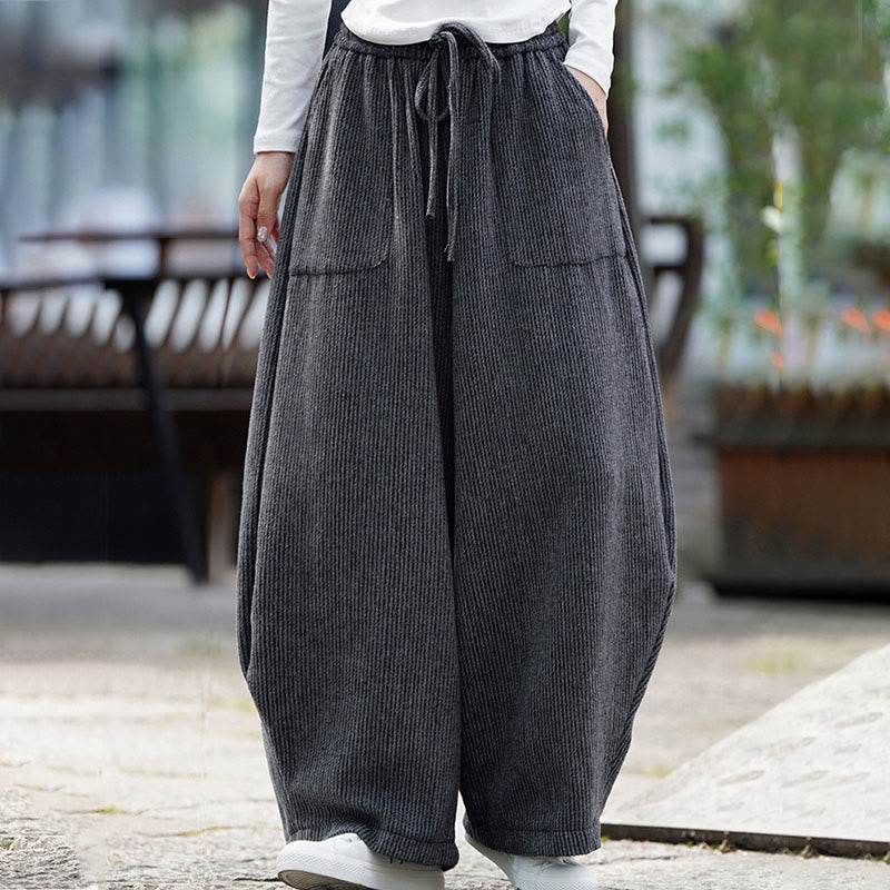 Buddha Stones Winter Herren-Baumwollhose mit hohem Bund, hohem Bund und Kordelzug, einfarbig, mit Taschen - DimGray - US/ UK/AU46, EU56 (5XL) - image 10
