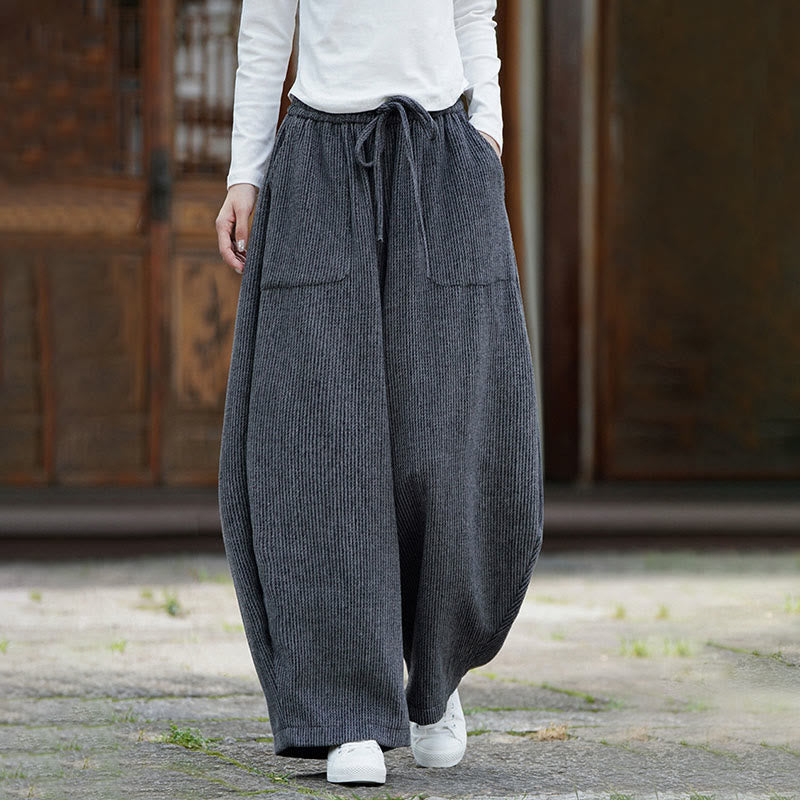 Buddha Stones Winter Herren-Baumwollhose mit hohem Bund, hohem Bund und Kordelzug, einfarbig, mit Taschen - image 17