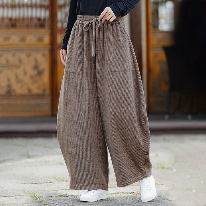Buddha Stones Winter Herren-Baumwollhose mit hohem Bund, hohem Bund und Kordelzug, einfarbig, mit Taschen - image 5