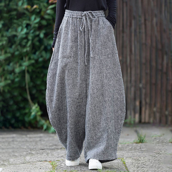 Buddha Stones Winter Herren-Baumwollhose mit hohem Bund, hohem Bund und Kordelzug, einfarbig, mit Taschen - image 33