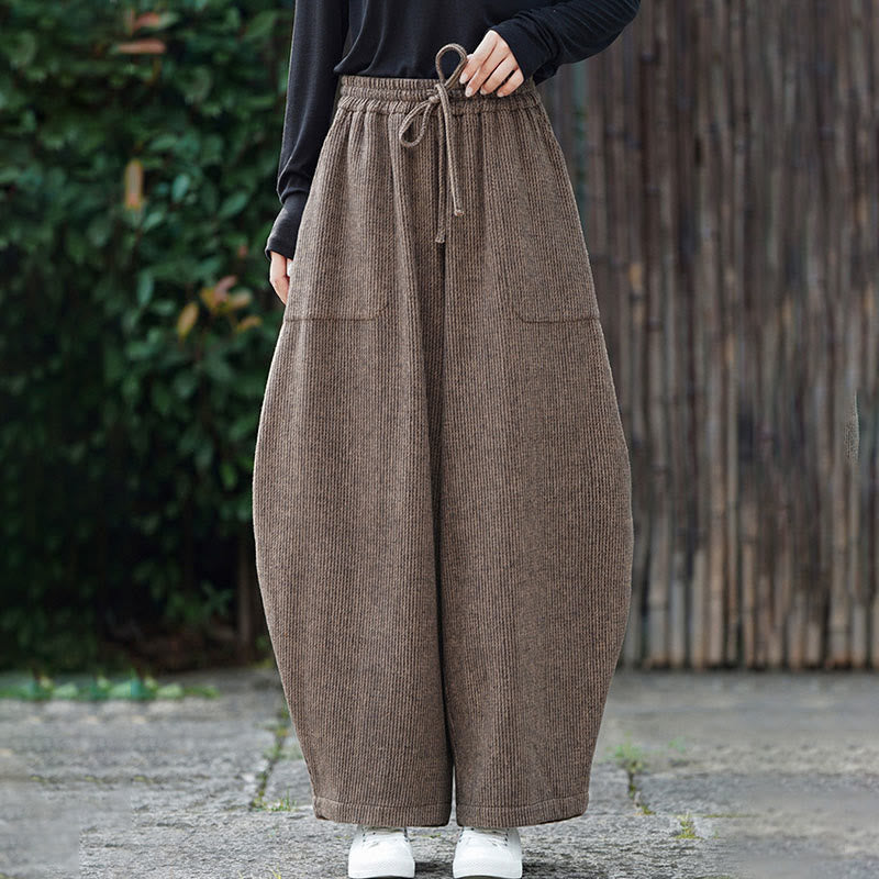 Buddha Stones Winter Herren-Baumwollhose mit hohem Bund, hohem Bund und Kordelzug, einfarbig, mit Taschen - image 1