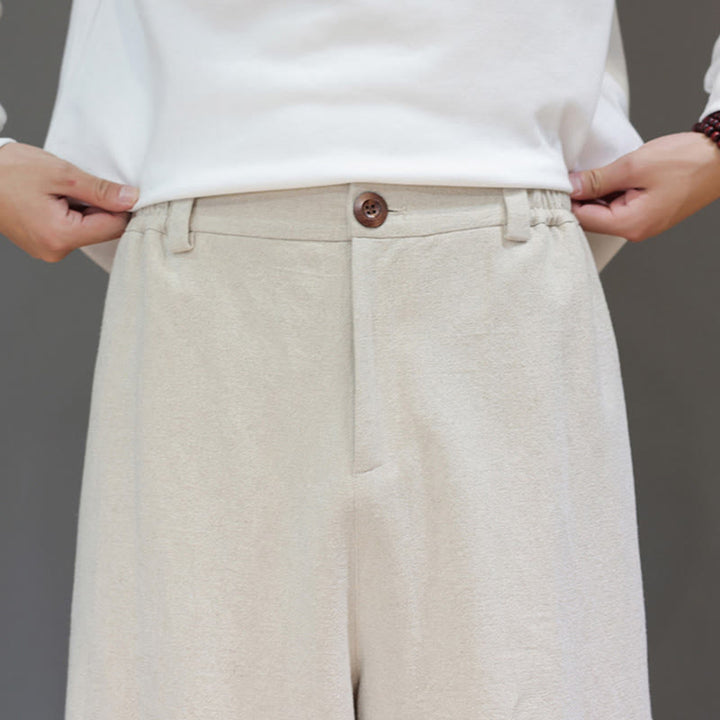 Buddha Stones Herbstsport Herren-Baumwollhose mit einfarbigem Knopfdesign und Taschen - image 19