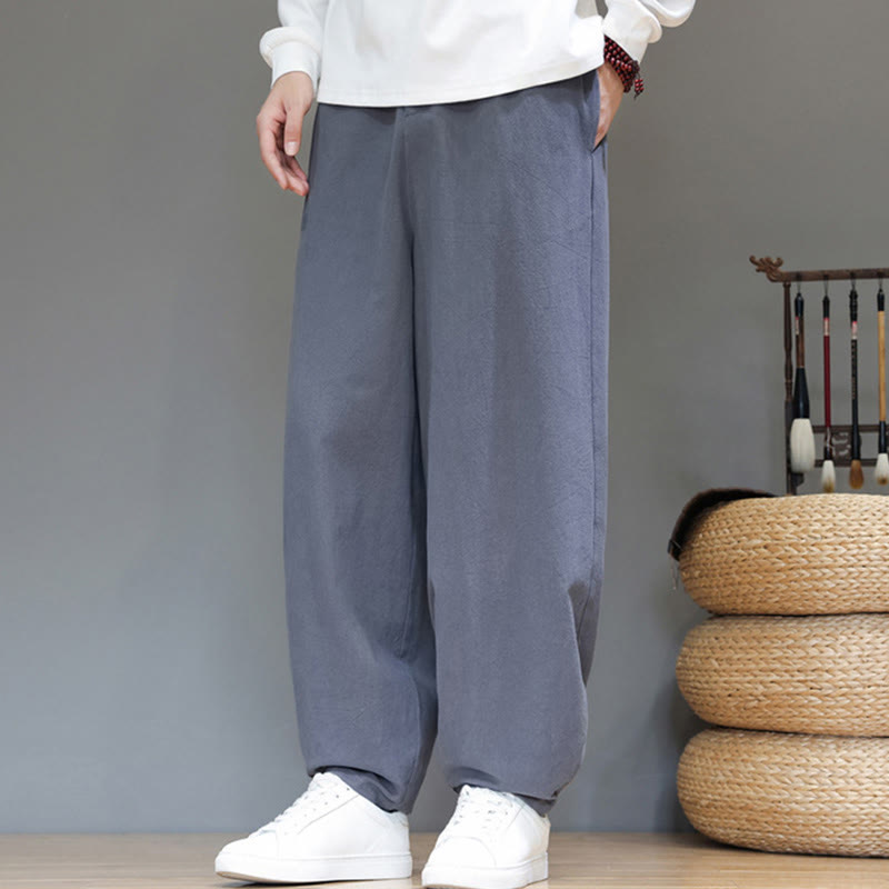 Buddha Stones Herbstsport Herren-Baumwollhose mit einfarbigem Knopfdesign und Taschen - image 7
