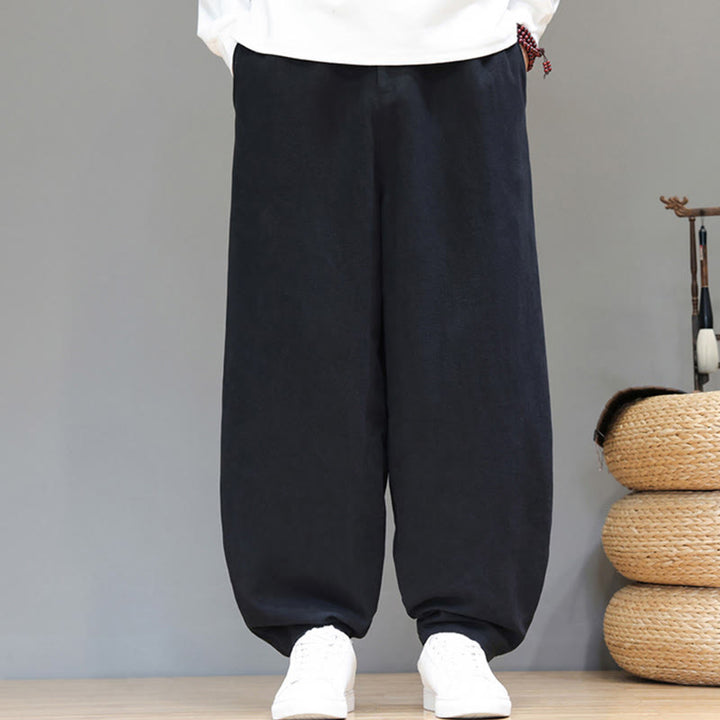 Buddha Stones Herbstsport Herren-Baumwollhose mit einfarbigem Knopfdesign und Taschen - image 12