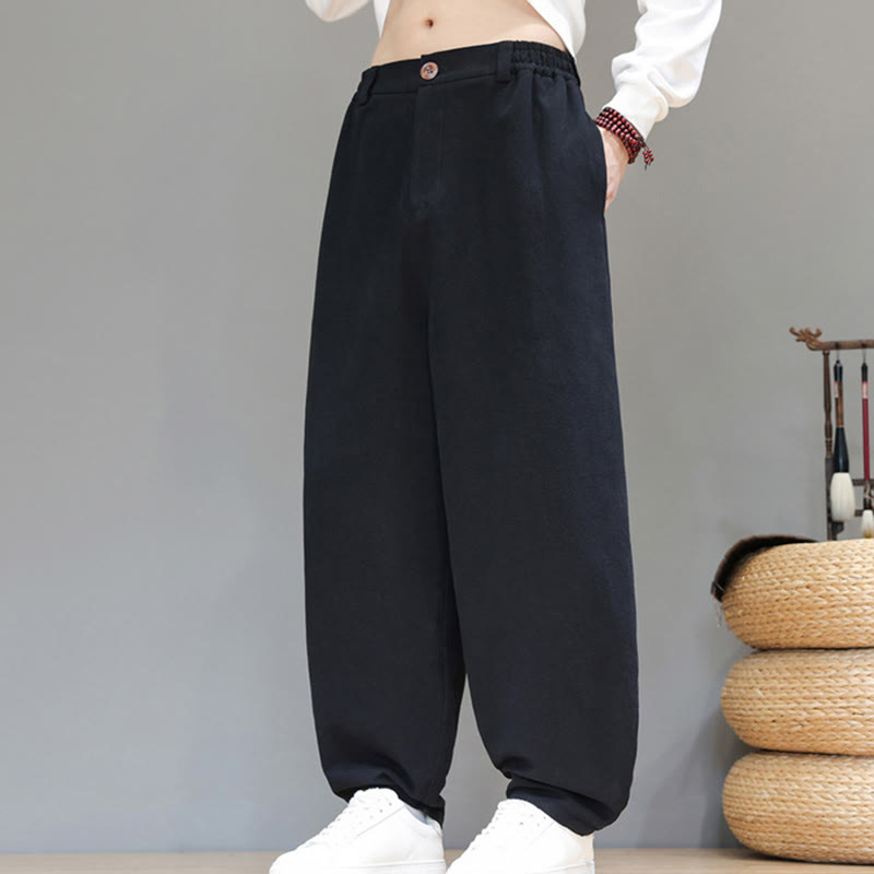 Buddha Stones Herbstsport Herren-Baumwollhose mit einfarbigem Knopfdesign und Taschen - image 10