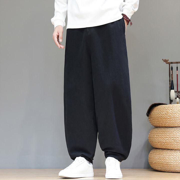 Buddha Stones Herbstsport Herren-Baumwollhose mit einfarbigem Knopfdesign und Taschen - Schwarz - US/ UK/AU46, EU56 (5XL) - image 9