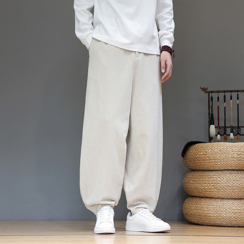Buddha Stones Herbstsport Herren-Baumwollhose mit einfarbigem Knopfdesign und Taschen - Beige - US/ UK/AU46, EU56 (5XL) - image 13