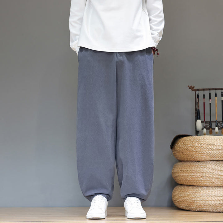 Buddha Stones Herbstsport Herren-Baumwollhose mit einfarbigem Knopfdesign und Taschen - Hellschiefergrau - US/ UK/AU46, EU56 (5XL) - image 5