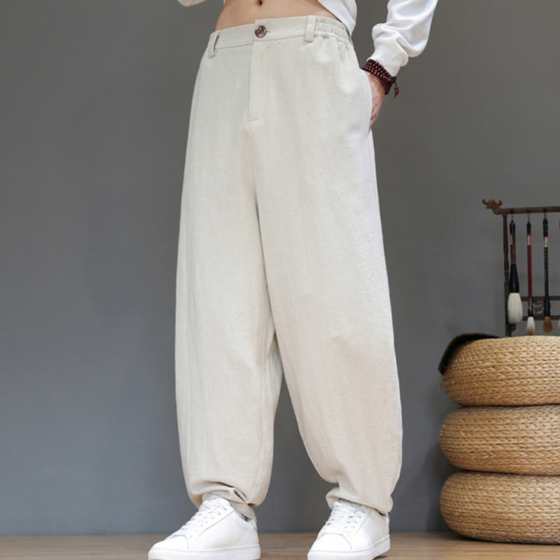 Buddha Stones Herbstsport Herren-Baumwollhose mit einfarbigem Knopfdesign und Taschen - image 18