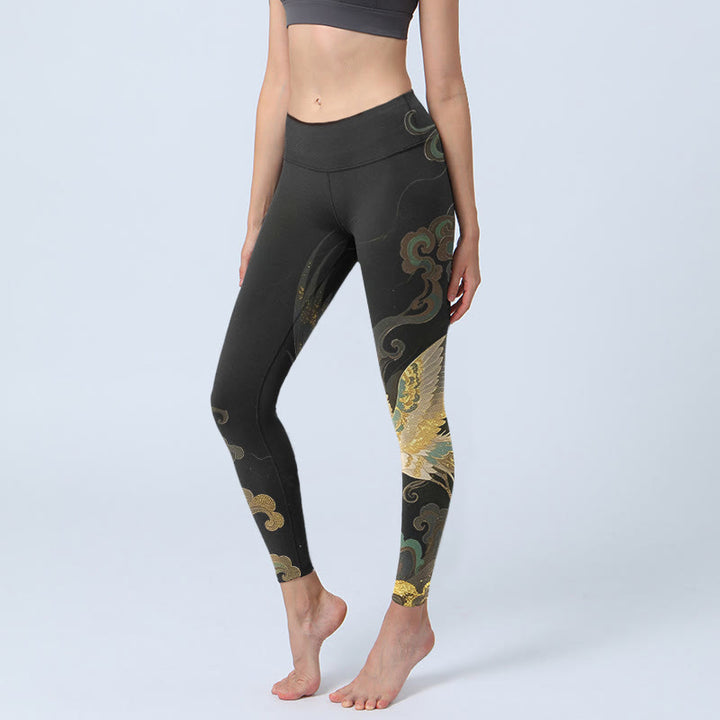 Leggings mit Buddha Stones und Phönix-Wolkenmuster, Damen-Yogahose - Schwarz - US18, UK/AU22, EU50 (4XL) - image 0