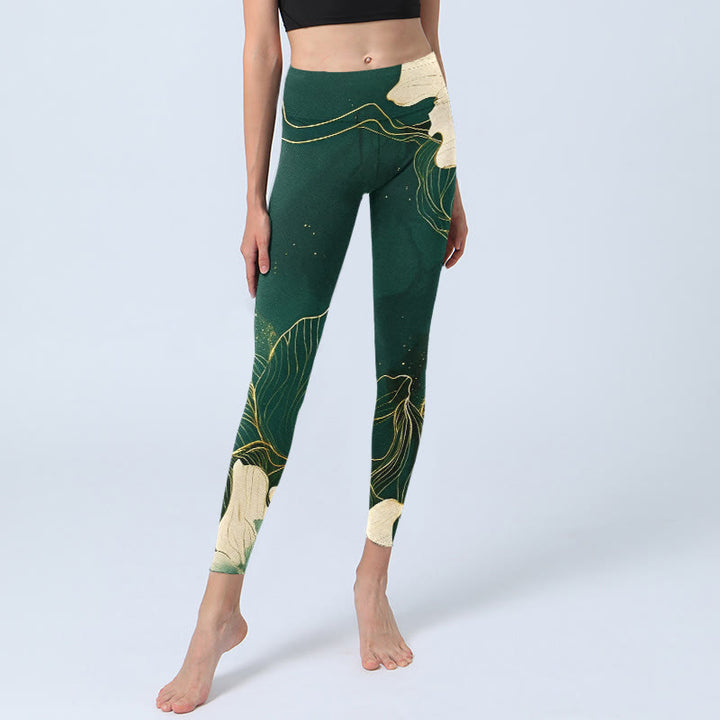 Leggings mit elegantem Buddha Stones Blumenmuster, Damen-Yogahose - image 5