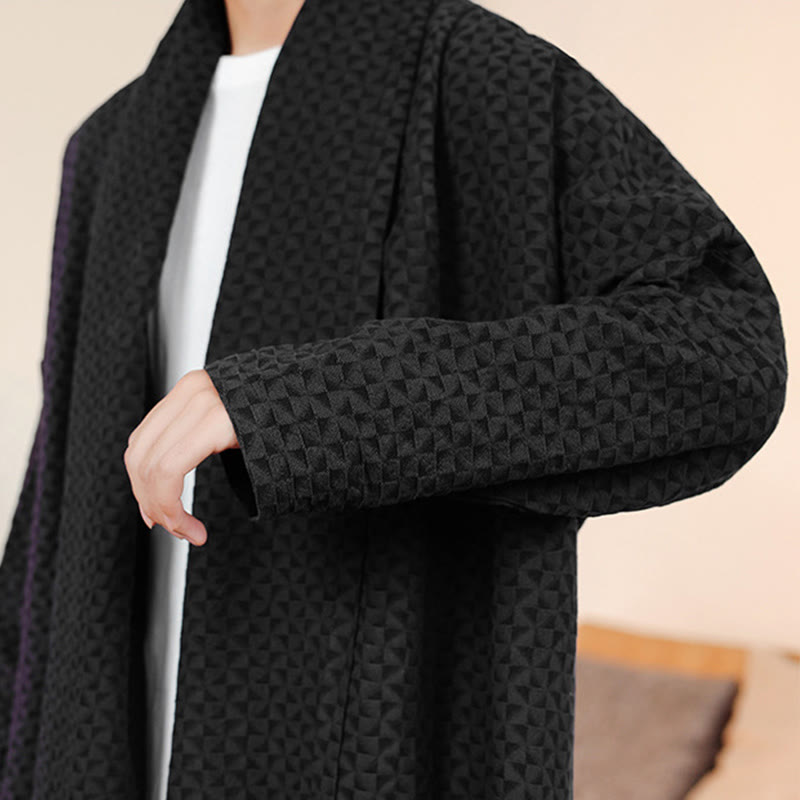 Buddha Stones ​​Winter-Jacquard-Kimono für Herren mit schlichtem Design und langen Ärmeln aus Baumwolle. - image 25