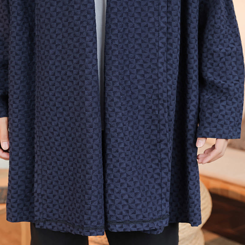 Buddha Stones ​​Winter-Jacquard-Kimono für Herren mit schlichtem Design und langen Ärmeln aus Baumwolle. - image 13