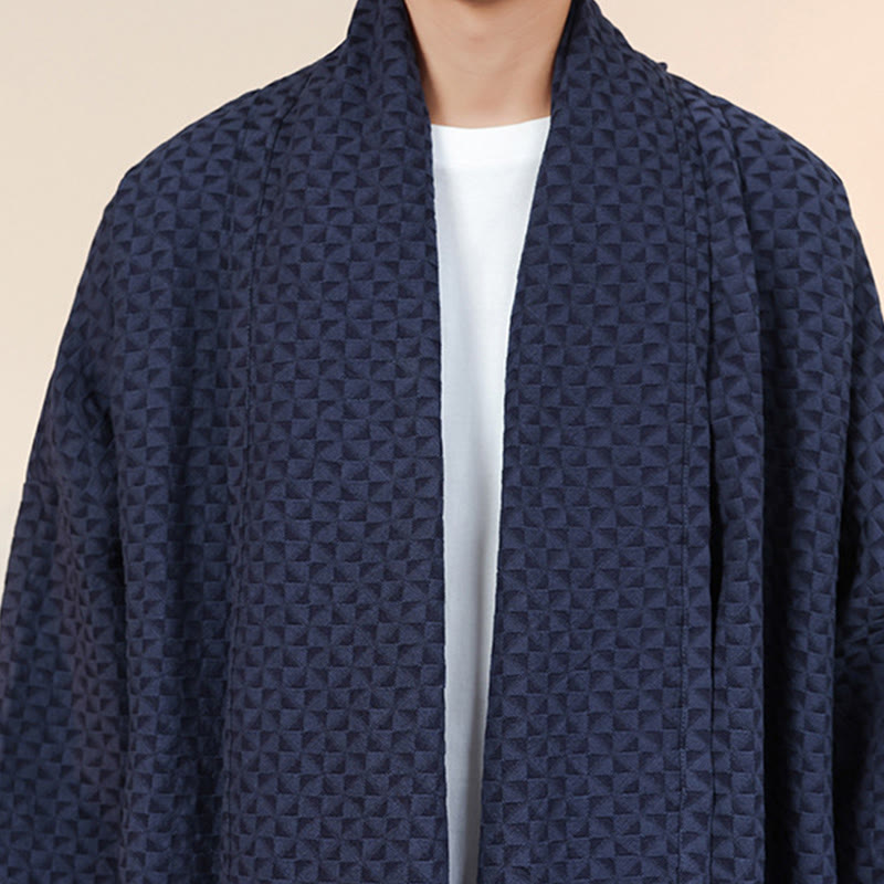 Buddha Stones ​​Winter-Jacquard-Kimono für Herren mit schlichtem Design und langen Ärmeln aus Baumwolle. - image 10