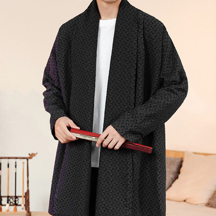 Buddha Stones ​​Winter-Jacquard-Kimono für Herren mit schlichtem Design und langen Ärmeln aus Baumwolle. - image 20