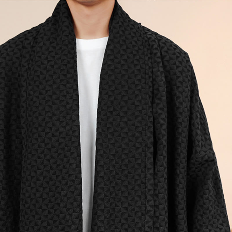Buddha Stones ​​Winter-Jacquard-Kimono für Herren mit schlichtem Design und langen Ärmeln aus Baumwolle. - image 24