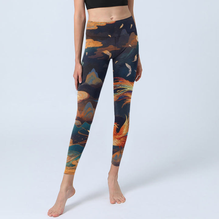 Leggings mit Buddha Stones und Phönix-Wolken-Bergmuster, Damen-Yogahose - image 5