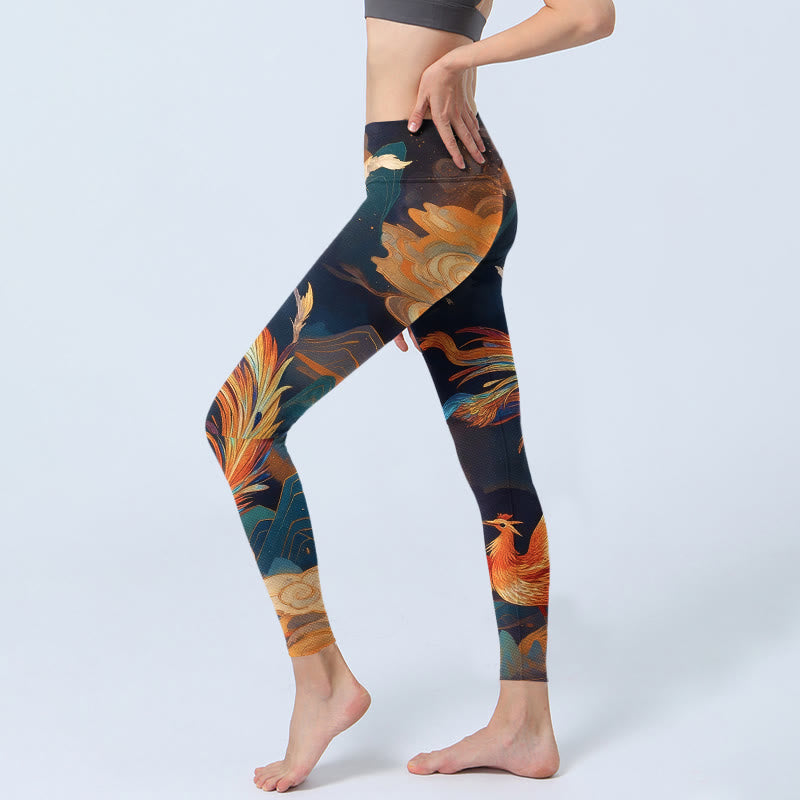 Leggings mit Buddha Stones und Phönix-Wolken-Bergmuster, Damen-Yogahose - image 2