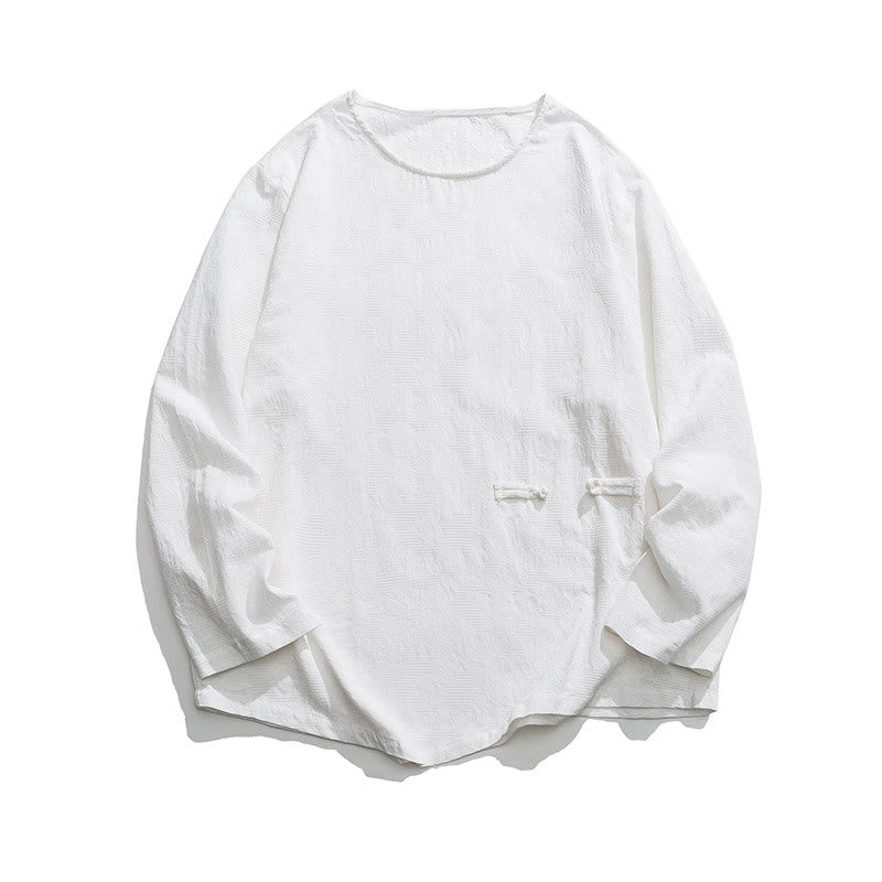 Buddha Stones ​​Herren-T-Shirt mit chinesischen Froschknöpfen, schlichtem Design, Baumwolle, langärmlig, Zen-Kleidung - image 23