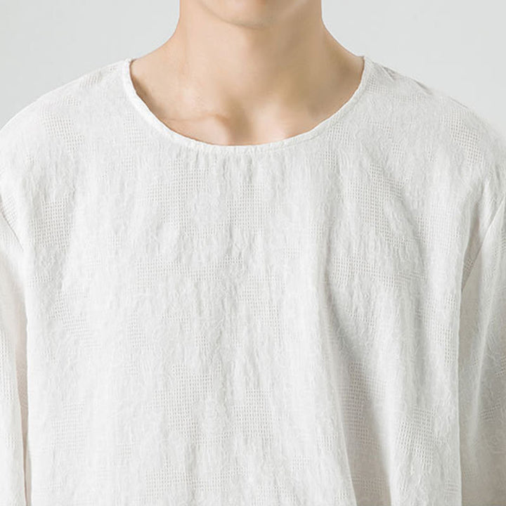 Buddha Stones ​​Herren-T-Shirt mit chinesischen Froschknöpfen, schlichtem Design, Baumwolle, langärmlig, Zen-Kleidung - image 19