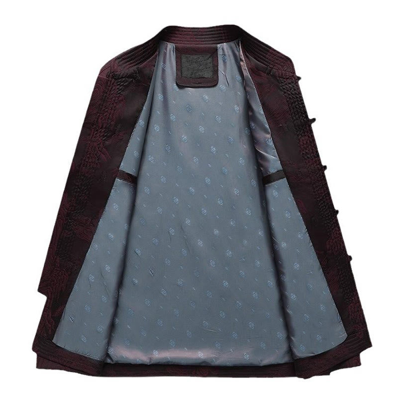 Buddha Stones 2-teiliges Pendler-Tang-Anzug-Set mit Froschknopfleiste, bestehend aus Herrenhemd, Hose und Langarmshirt aus Baumwolle - image 7