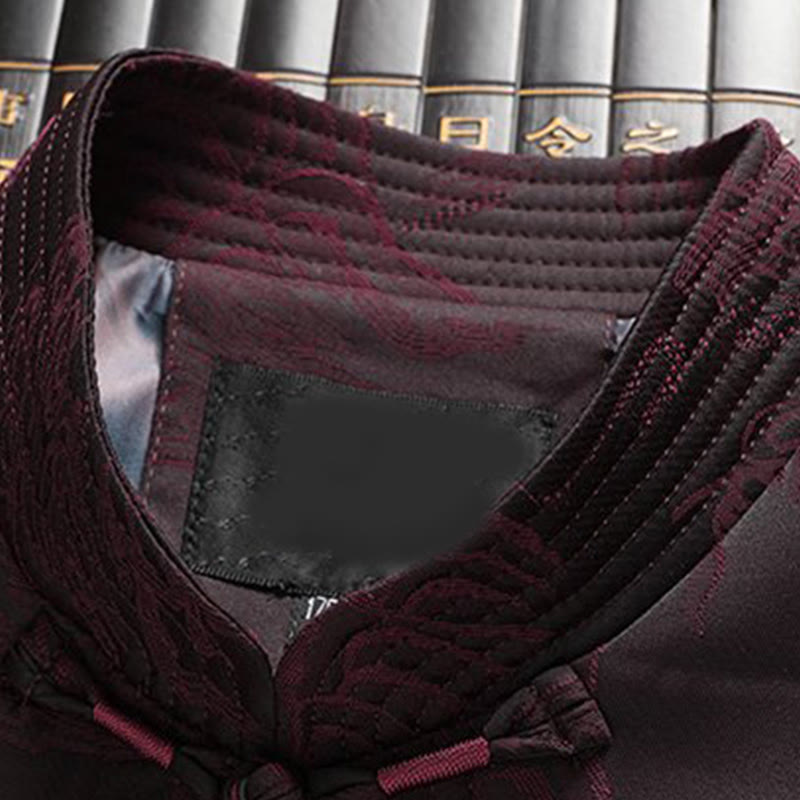 Buddha Stones 2-teiliges Pendler-Tang-Anzug-Set mit Froschknopfleiste, bestehend aus Herrenhemd, Hose und Langarmshirt aus Baumwolle - image 10