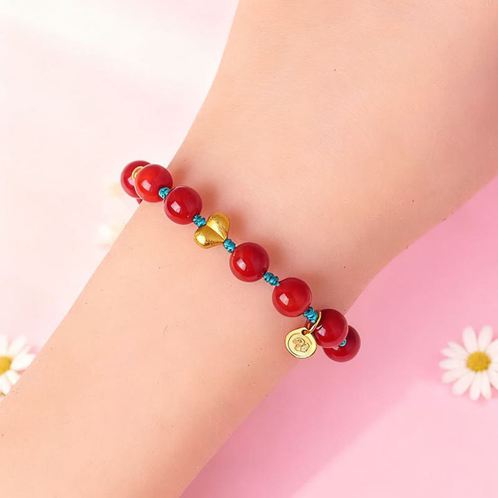 Buddha Stones ​​8 mm Südrote Achatperlen Herz geflochtenes Armband Erfolg - image 8