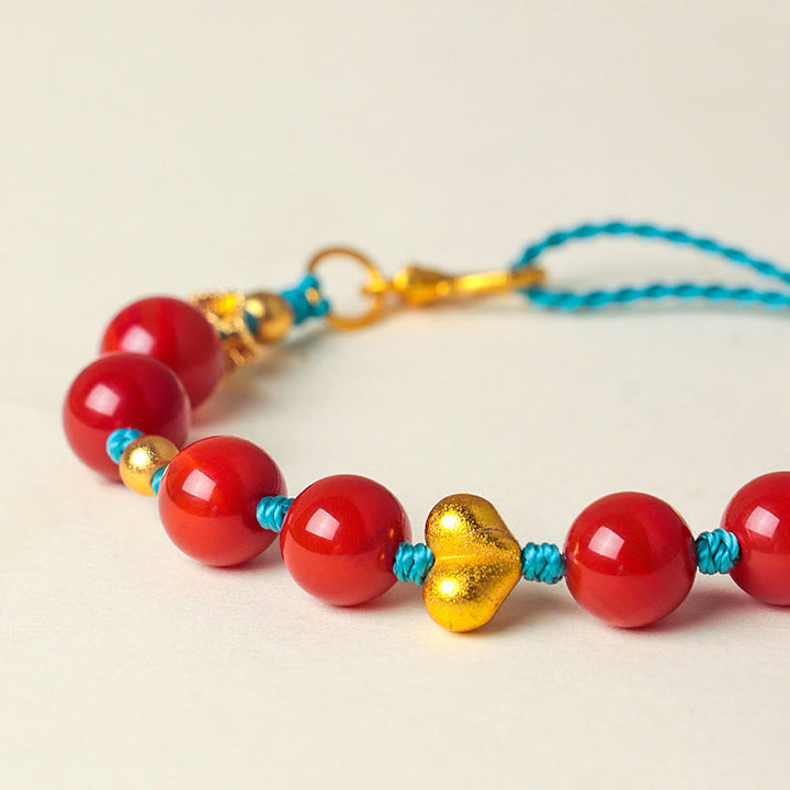 Buddha Stones ​​8 mm Südrote Achatperlen Herz geflochtenes Armband Erfolg - image 7