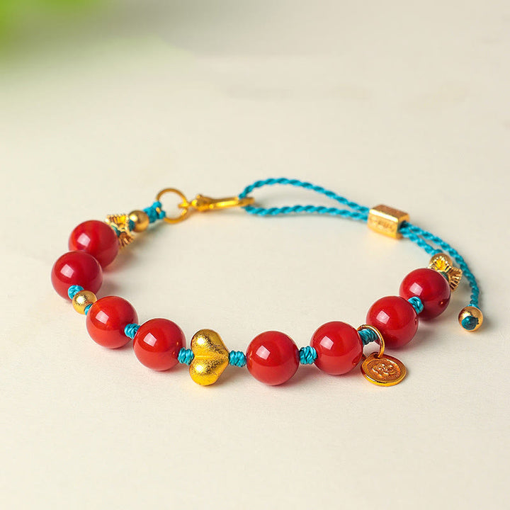 Buddha Stones ​​8 mm Südrote Achatperlen Herz geflochtenes Armband Erfolg - image 2