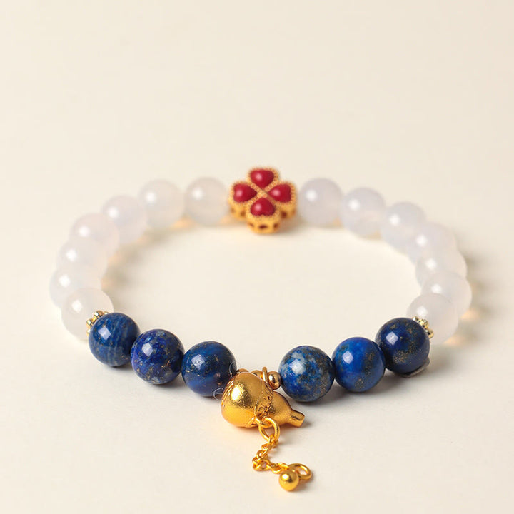Buddha Stones, vierblättriges Kleeblatt, Kürbis, Südlicher roter Achat, weißer Achat, positives Perlenarmband - image 10