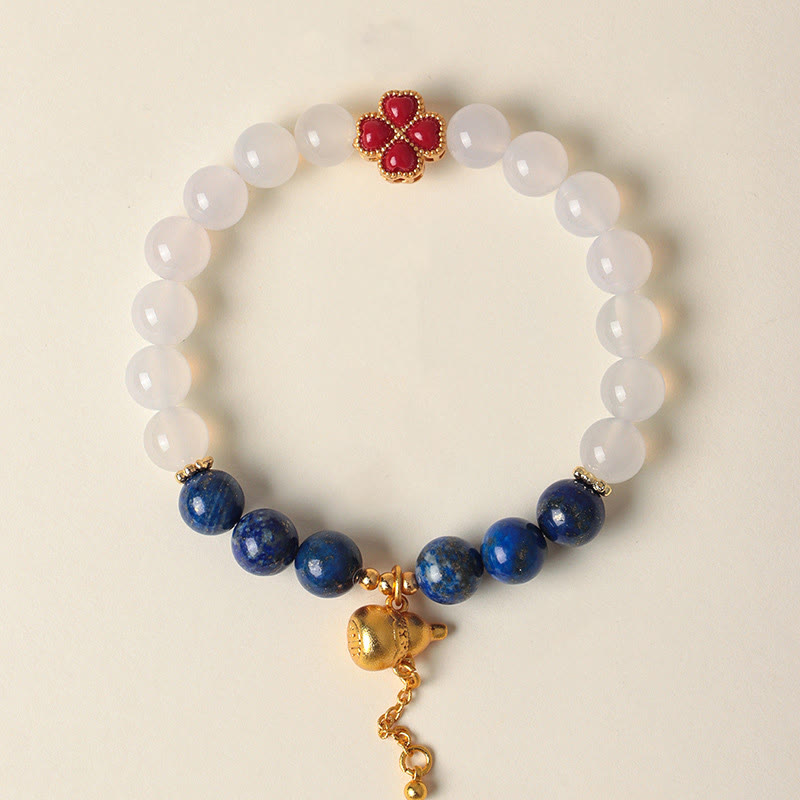 Buddha Stones, vierblättriges Kleeblatt, Kürbis, Südlicher roter Achat, weißer Achat, positives Perlenarmband - Weißer Achat (Handgelenkumfang: 14-17 cm) - image 9