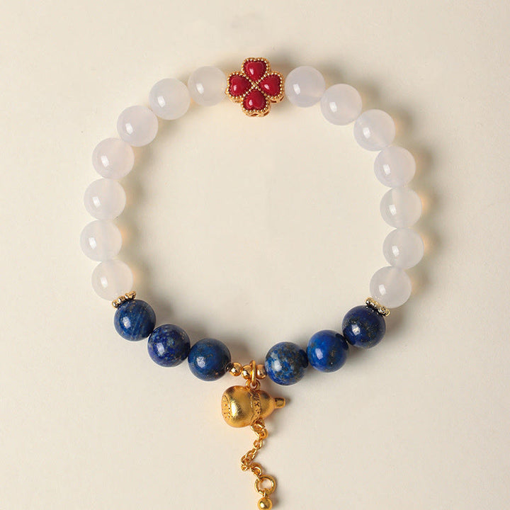 Buddha Stones, vierblättriges Kleeblatt, Kürbis, Südlicher roter Achat, weißer Achat, positives Perlenarmband - Weißer Achat (Handgelenkumfang: 14-17 cm) - image 9