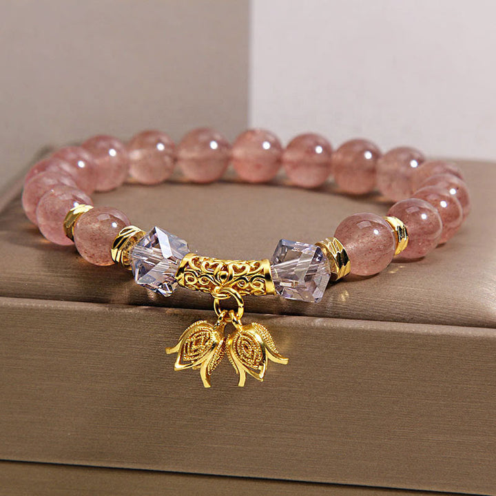 Buddha Stones ​​Maiglöckchen-Armband aus natürlichem Erdbeerquarz - image 2