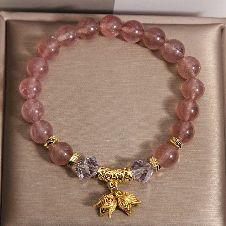 Buddha Stones ​​Maiglöckchen-Armband aus natürlichem Erdbeerquarz - image 3