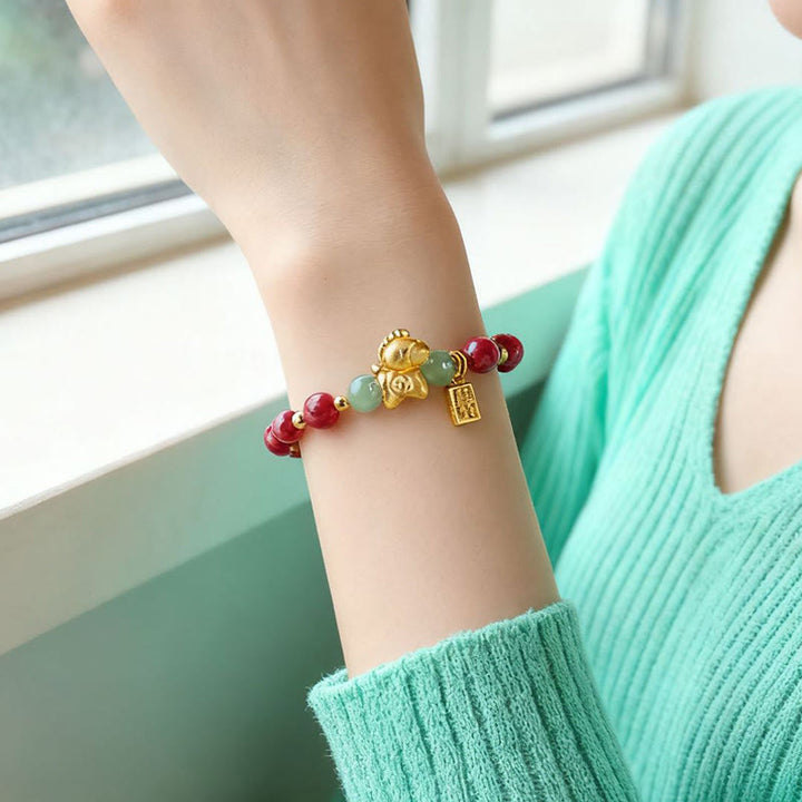 Buddha Stones, Chinesisches Tierkreiszeichen, Jahr des Pferdes, Fu-Zeichen, Zinnober, Hetian-Jade, Segensarmband - image 12