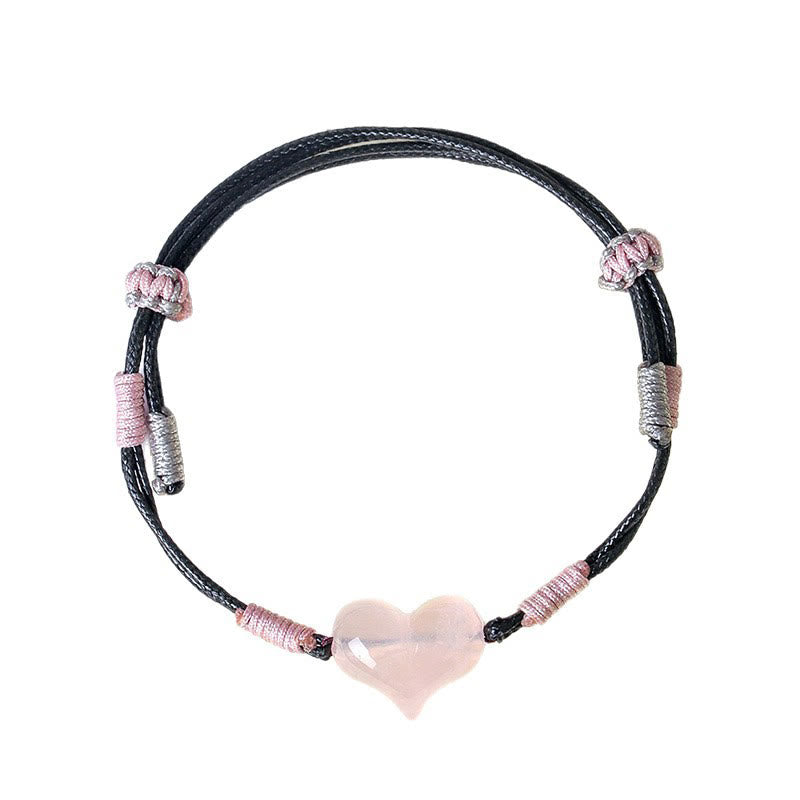 Buddha Stones, natürliches Herz-Charm, rosa Kristall, geflochtenes Armband, Wärme - image 11