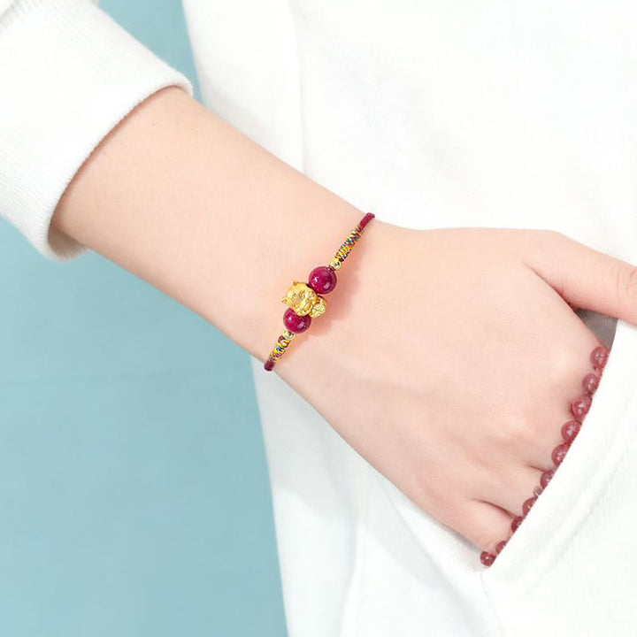 Buddha Stones, 999er Sterlingsilber, Jahr des Pferdes, Fu-Zeichen, rote Schnur, Zinnober, Glücksarmband - image 2