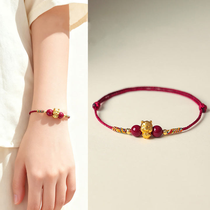 Buddha Stones, 999er Sterlingsilber, Jahr des Pferdes, Fu-Zeichen, rote Schnur, Zinnober, Glücksarmband - image 10