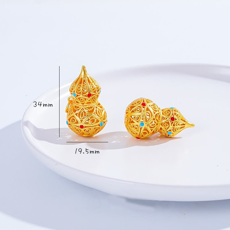 Buddha Stones Anhänger in Form einer hohlen Kalebasse, 24 Karat vergoldetes Messingseil - image 5