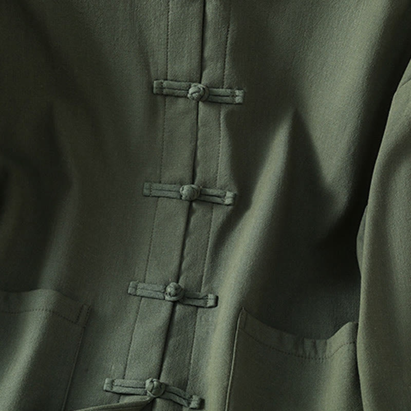 Buddha Stones Winter Damen-Thermojacke mit Froschknopfleiste, langen Ärmeln, Baumwollfleece-Futter und Taschen - image 18