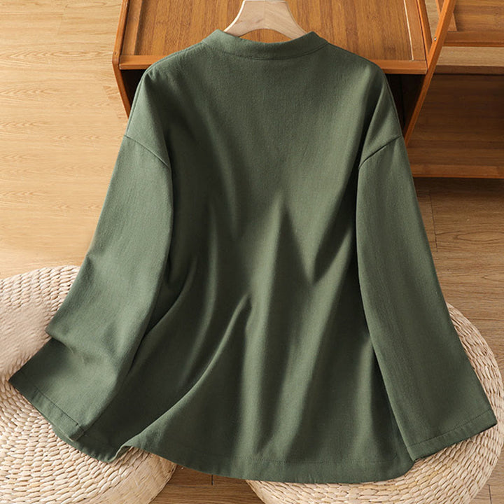 Buddha Stones Winter Damen-Thermojacke mit Froschknopfleiste, langen Ärmeln, Baumwollfleece-Futter und Taschen - image 14
